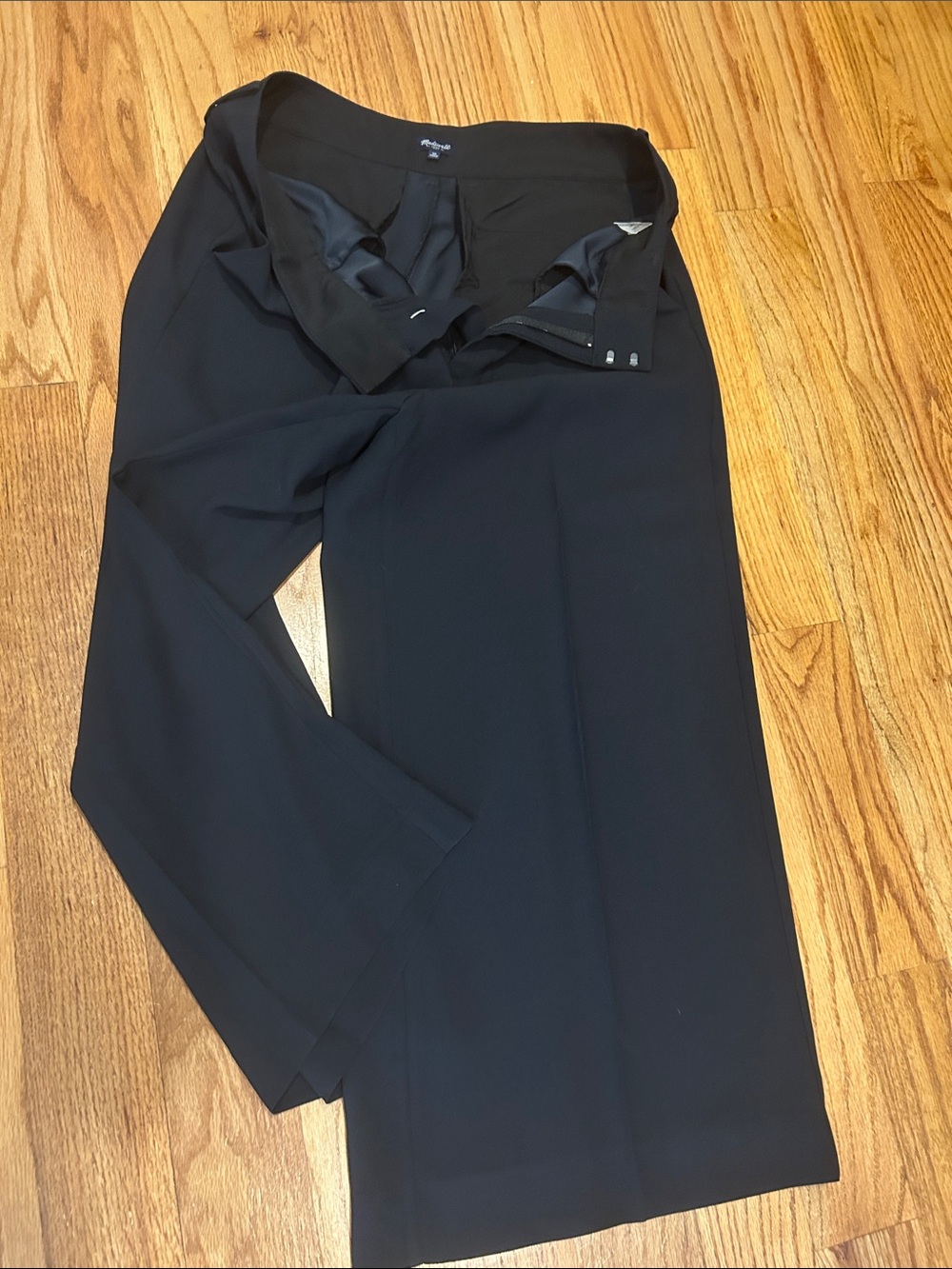 Madewell Black Crepe Wide-Leg Ankle Pants